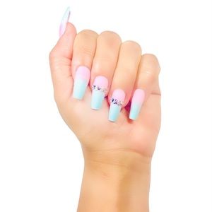 Long coffing blue pink diamond finish matte